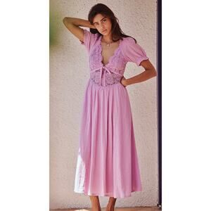 NWT Free People Free-Est All You Need Is Lace Midi Dress Lilac Bouquet